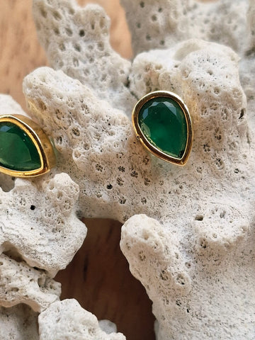 Leaf Shaped Green Studs
