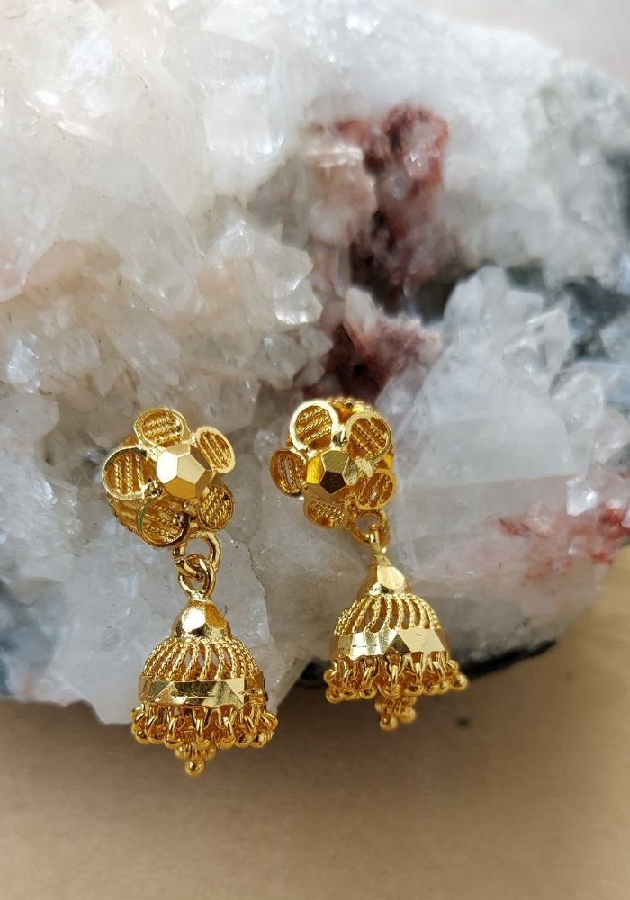 Golden Flower Small Jhumki