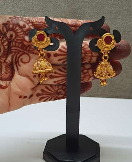 Red Stone Kundan Zhumki