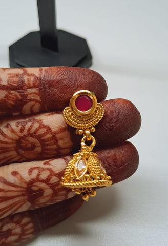 Red Stone Kundan Zhumki