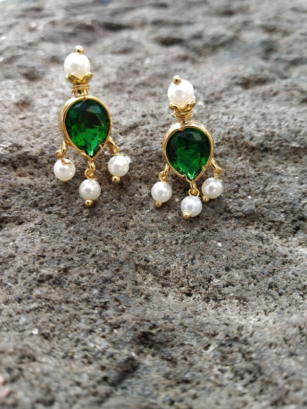Green Stone Tanmani Earrings