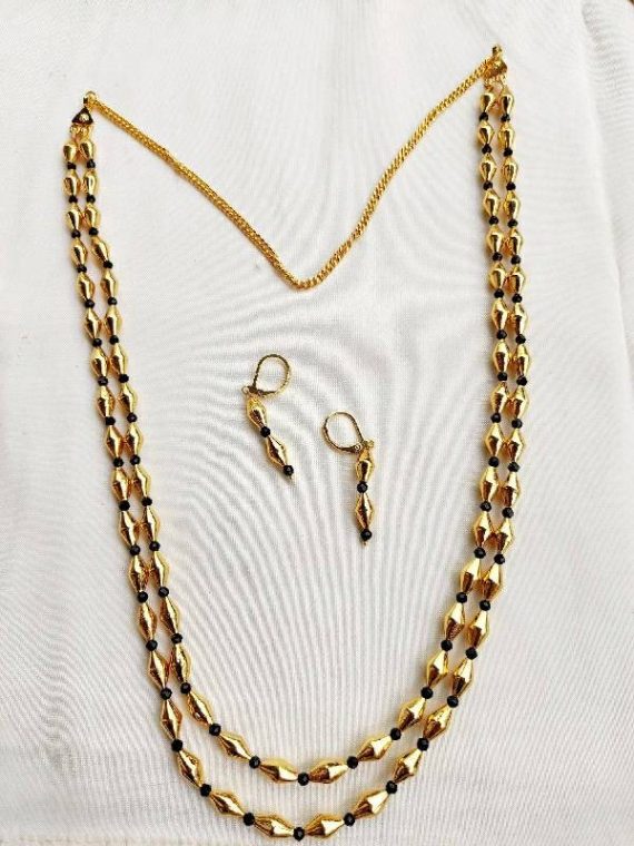 Dholki Beads Double Lyre Necklace