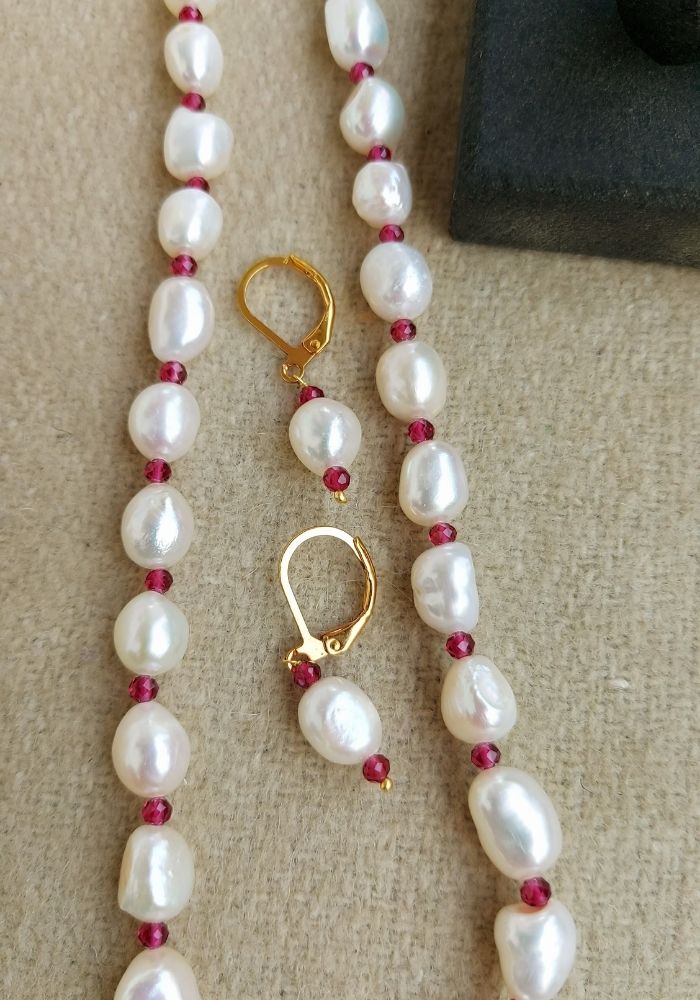 Fresh River Water Pearl Necklace Set – Mugdha Jewellery